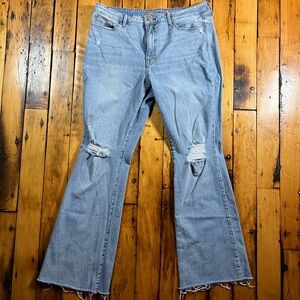 Seven for All Mankind Women’s 16 Slim Flare Jeans Ripped Light Wash Denim Y2K